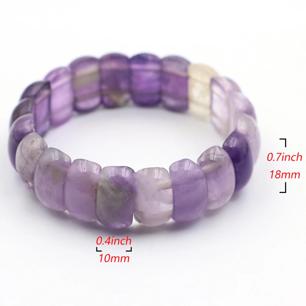 Natural Amethyst Gemstone Beads Bracelet Energy Stone Chakras Elastic Rope Healing Crystal Bangle Jewelry Woman Birthstone Gifts