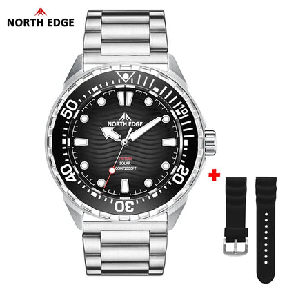 NORTH EDGE TRITON-TI Titanium Solar Diving Watch – 300M Waterproof, 180-Day Power Reserve