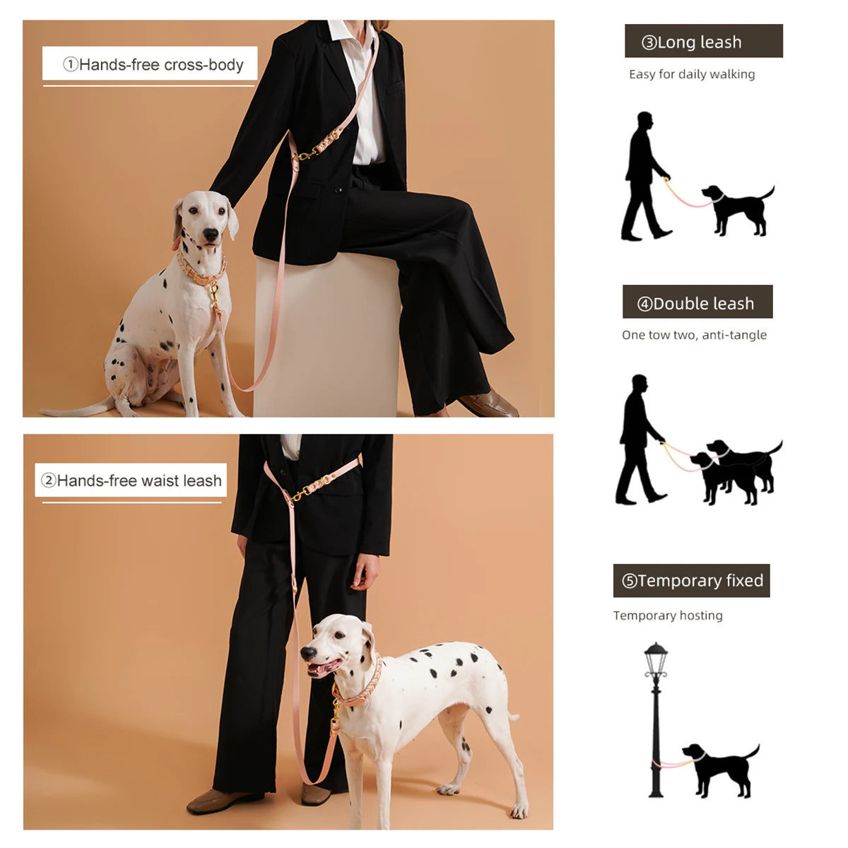 Dog Leashes Solid Durable And Super Tensile Force Dog Rope Colorful Multifunctional Luxury Handmade Leash For Medium Large Dogs