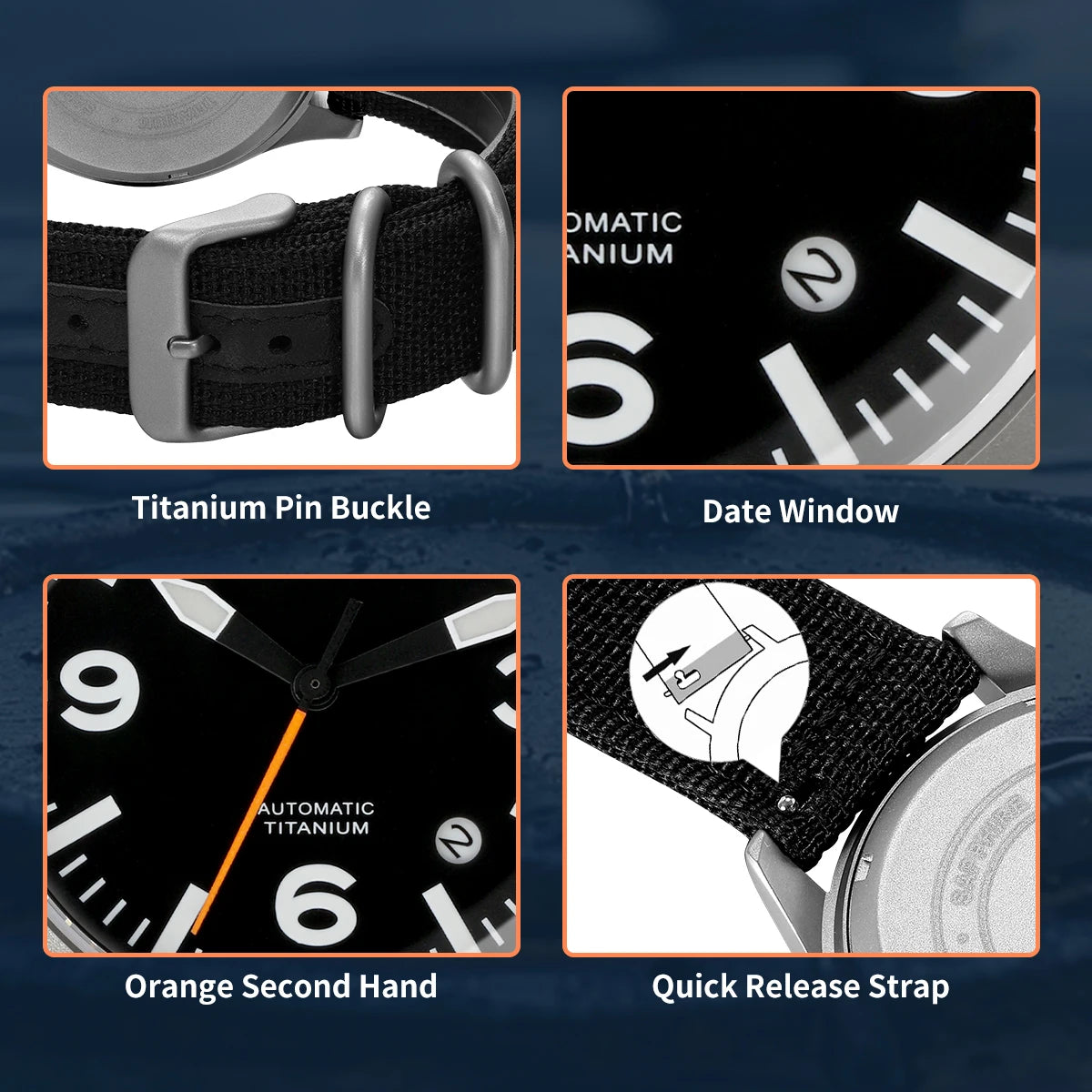 BERNY Pilot Titanium Automatic Watch for Men Sapphire AR Coated 10Bar Supper Luminous Men Wristwatch Sports Aviation Men Watches