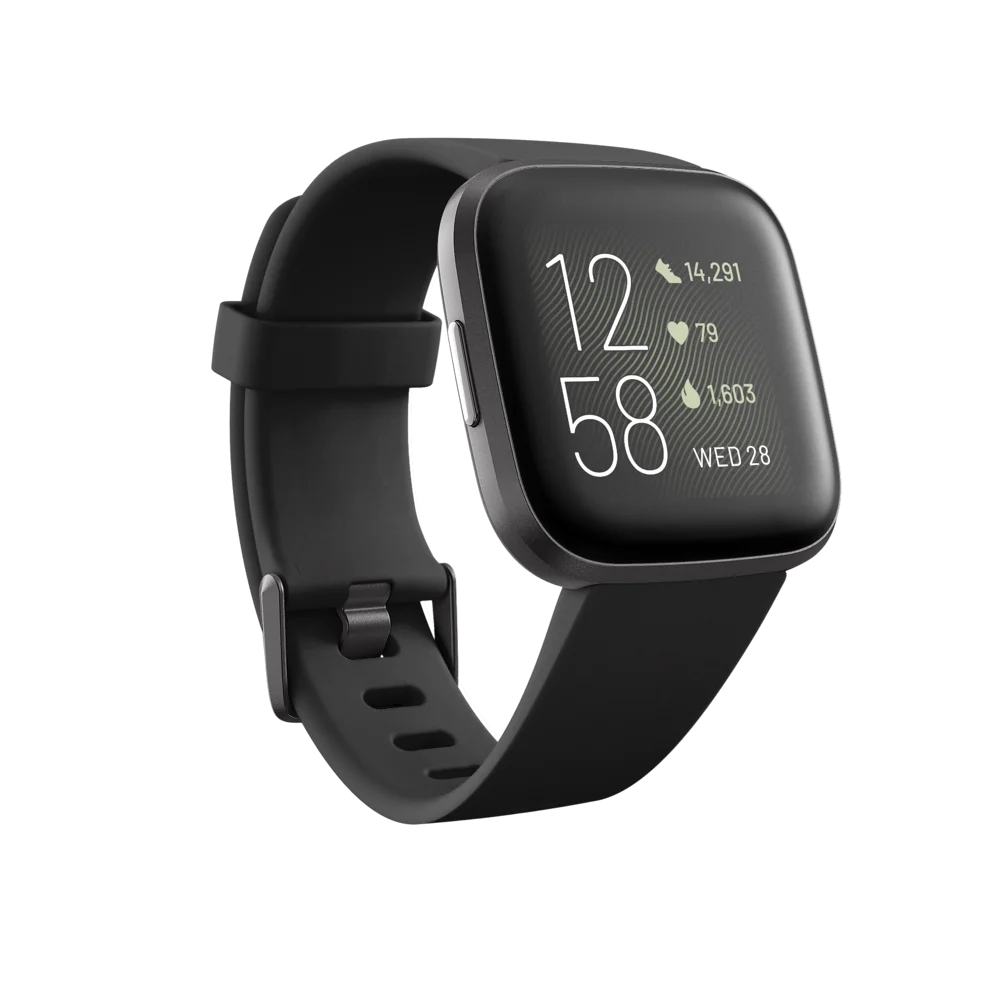 Versa 2 Smartwatch – Heart Rate, Voice Assistant, Sleep & Swim Tracking, Black/Carbon