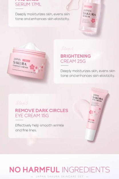 LAIKOU Sakura 5-Piece Skincare Gift Set – Moisturising Korean Valentine's Day Kit