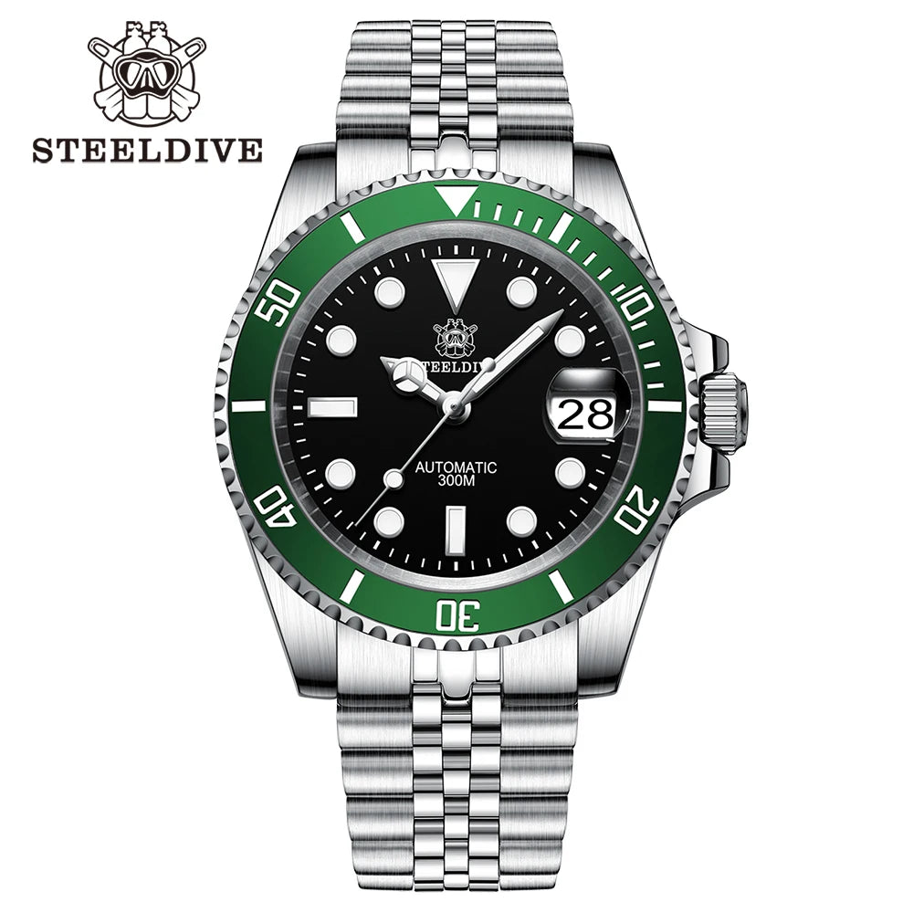 SD1953 STEELDIVE Brand Ceramic Bezel 41mm Steeldive 30ATM Water Resistant NH35 Automatic Mens Dive Watch Reloj with Milled Clasp