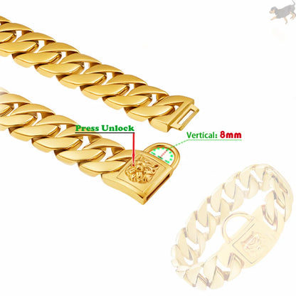 Gold Silver Collar for Large Dog 32mm Stainless Steel Chain Metal Pet Choker Dog Accessories for Cane Corso Labrador Rottweiler