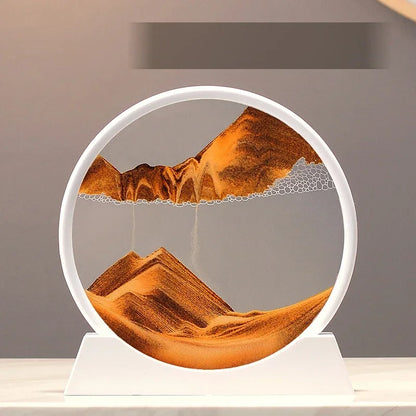 Sandscape Moving Sand Art Picture Round Glass Deep Sea Quicksand Craft Home Decor Gift 3D Liquid Hourglass Flowing Sand Painting