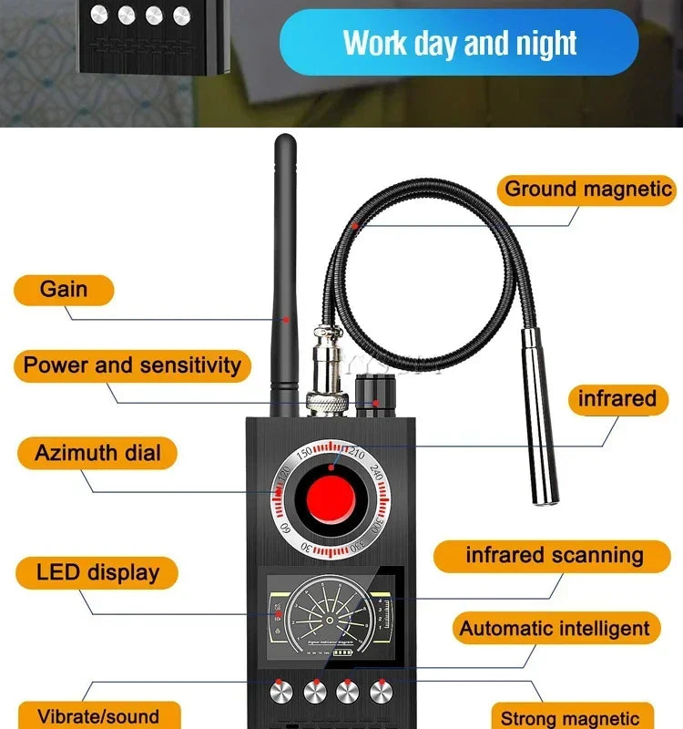Professional Anti Spy Camera Detector K68 Bug Scanner Security Protection RF Signal Cam Hidden Gadgets Car GPS Tracker Finder