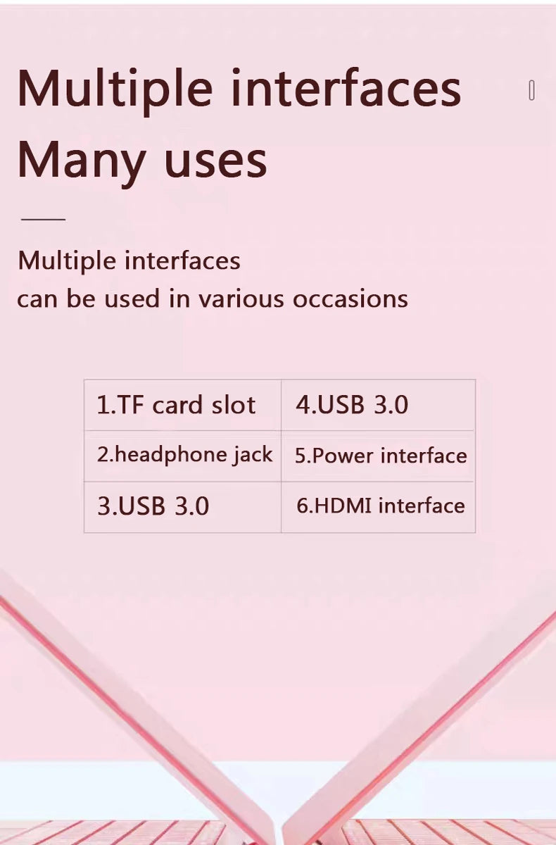 2025 Pink Laptop Windows 11 Office Education Gaming Notebook 15.6“11th Gen Intel Celeron N5095 16G RAM 1T Dual WiFi Narrow Side