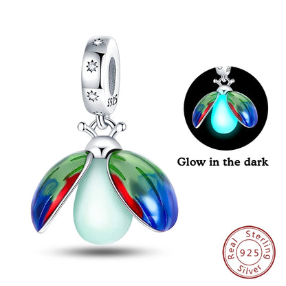 Charms Luminous Firefly Stars Cherry S925 Silver Pendants Beads 3mm DIY Party Christmas Fine Jewelry Making Gifts