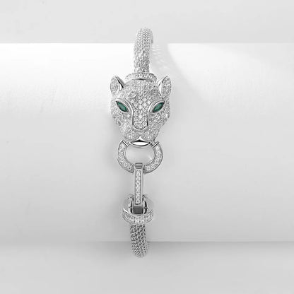 ALLNOEL 100% 925 Silver Bracelet For Women Hollow Leopard Head Panther Snake New Year Gifts Hip Hop Animal Jewelry Wholesale