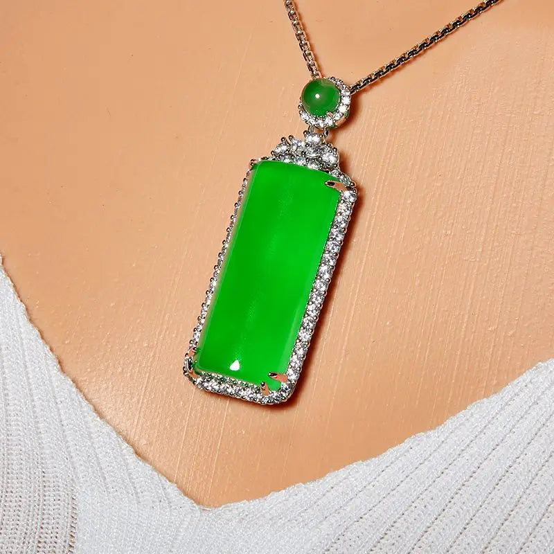 Natural high ice chalcedony green jadeite color safe and sound brand pendant