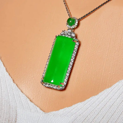 Natural high ice chalcedony green jadeite color safe and sound brand pendant