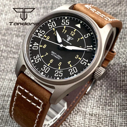 Tandorio Titanium Ultralight Dive 39mm Men's Pilot Watch Automatic Miyota 8215/PT5000 Movt AR Sapphire 20BAR Waterproof Luminous