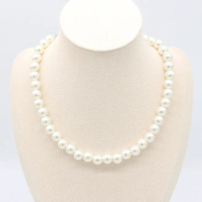 Elegant Round Imitation Pearl Necklace Fashion Women Simple Handmade Strand Bead Clavicle Chain Choker Wedding Jewelry Gift