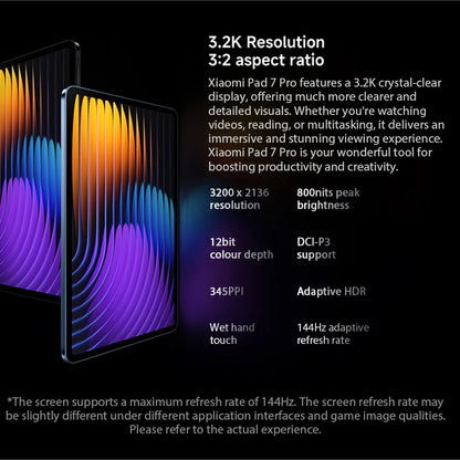 Global Version Xiaomi Pad 7 Pro Snapdragon 8s Gen 3 Mi Tablet 11.2" 3.2K 144Hz Display Adreno GPU 67W HyperCharge 8850mAh