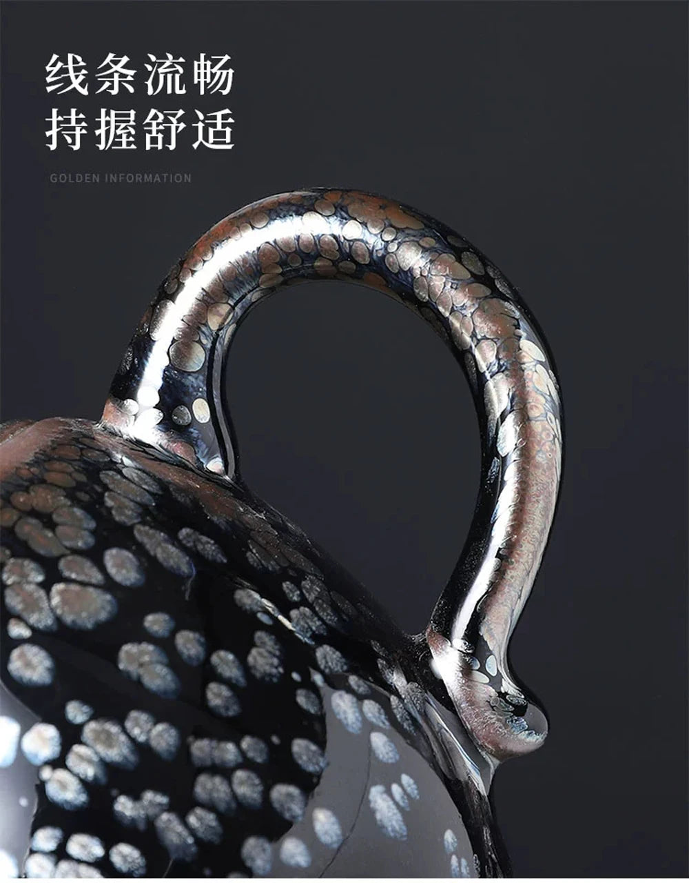 Jianzhan 340ml Tenmokus Teapot Chinese Ancient Style Craft Ceramic Tea Pot Natural oilspot Glaze intangible cultural heritage