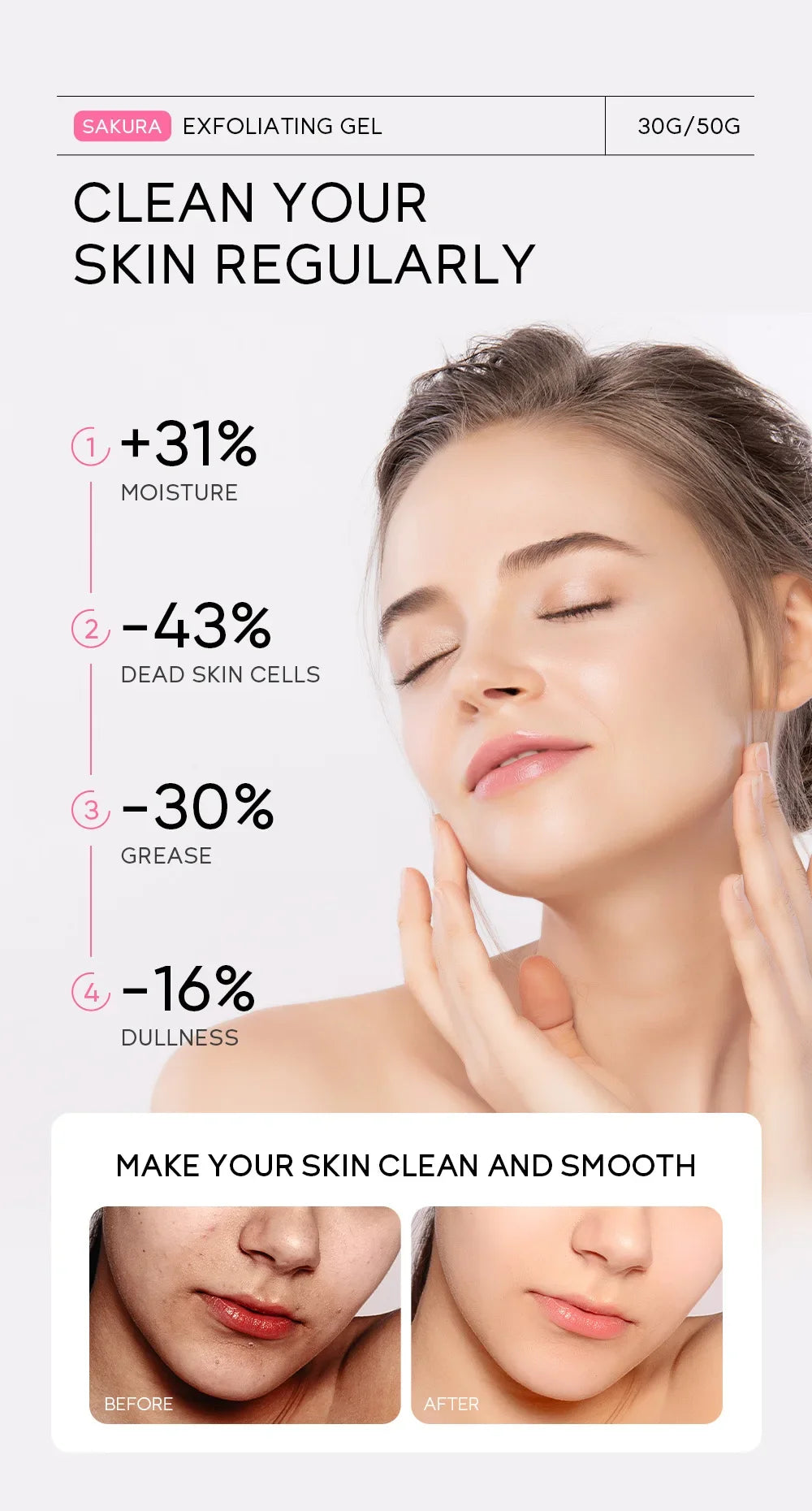 Sakura Exfoliating Peeling Gel Facial Scrub Moisturizing Nourishing Repair Scrubs Face Cream Beauty Skin Care 30g/50g