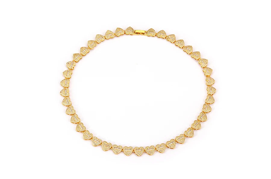 Nidin New Arrival Romantic Heart/Round Shape Shiny Crystal Zircon Chain Necklace For Women Female Valentine's Day Jewelry Gifts