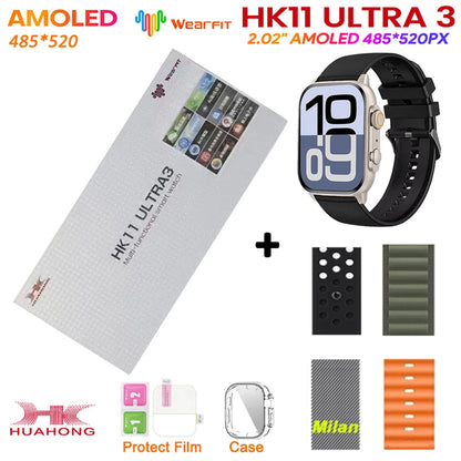 2025 HK11 ULTRA 3 Smartwatch 49mm HD AMOLED 4G ROM Bluetooth Network ChatGPT Call Robot Clock NFC Compass Men Women Smart Watch