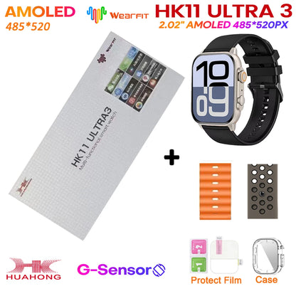 2025 HK11 ULTRA 3 Smartwatch 49mm HD AMOLED 4G ROM Bluetooth Network ChatGPT Call Robot Clock NFC Compass Men Women Smart Watch