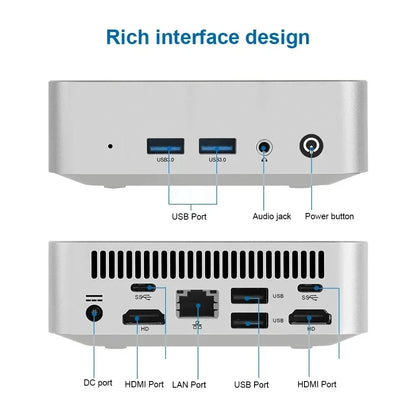 SZBOX W6 Mini PC Intel N3700 Windows 10 SO-DIMM RAM 8GB 128GB SSD RJ45 1000M LAN M.2 SATA3*2 Office Desktop Gaming Computer