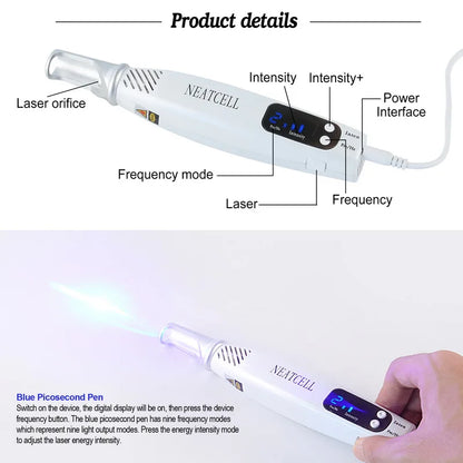 Picosecond Laser Pen Freckle Tattoo Removal Dark Spot Remover Blue & Red Light Machine Portable Scar Mole Remover Beauty Care