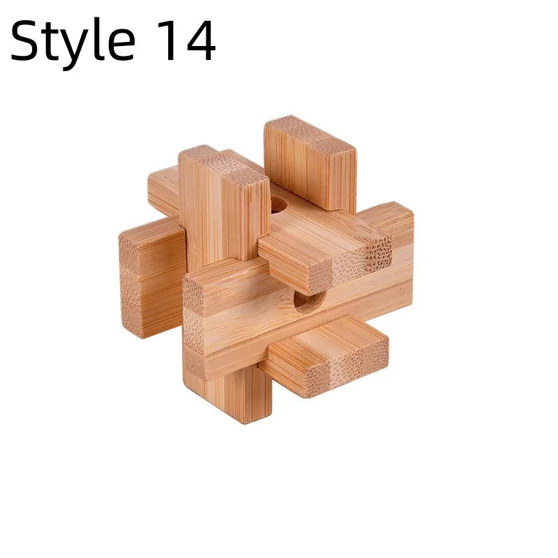 Wooden Kong Ming Lu Ban Lock – 3D IQ Brain Teaser Montessori Puzzle Toy for Kids & Adults