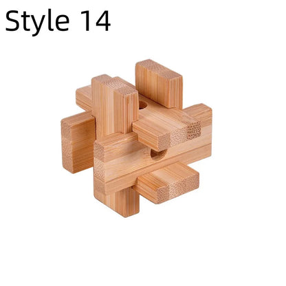 Wooden Kong Ming Lu Ban Lock – 3D IQ Brain Teaser Montessori Puzzle Toy for Kids & Adults