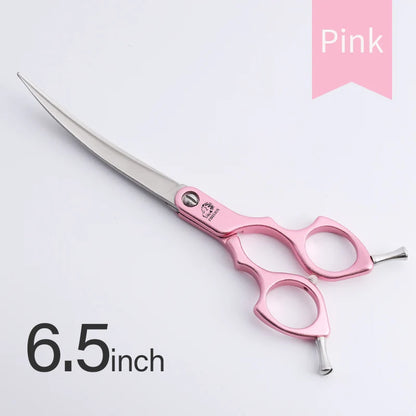 FIRELION Professional 440C 6.0/6.5 Inch Colorful Dog Grooming Scissors Pet Curved Scissors for Cutting Dogs Hair