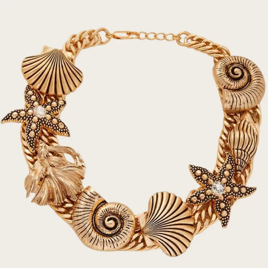 Seastar shell retro niche style necklace