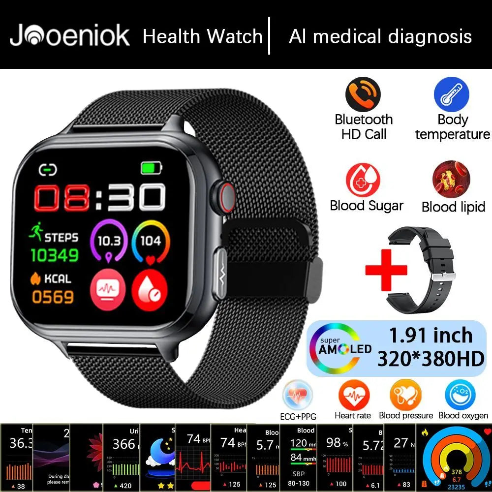 2025 Medical Grade ECG+PPG Smart Watch – Blood Sugar & Health Monitor