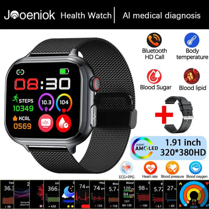 2025 Medical Grade ECG+PPG Smart Watch – Blood Sugar & Health Monitor