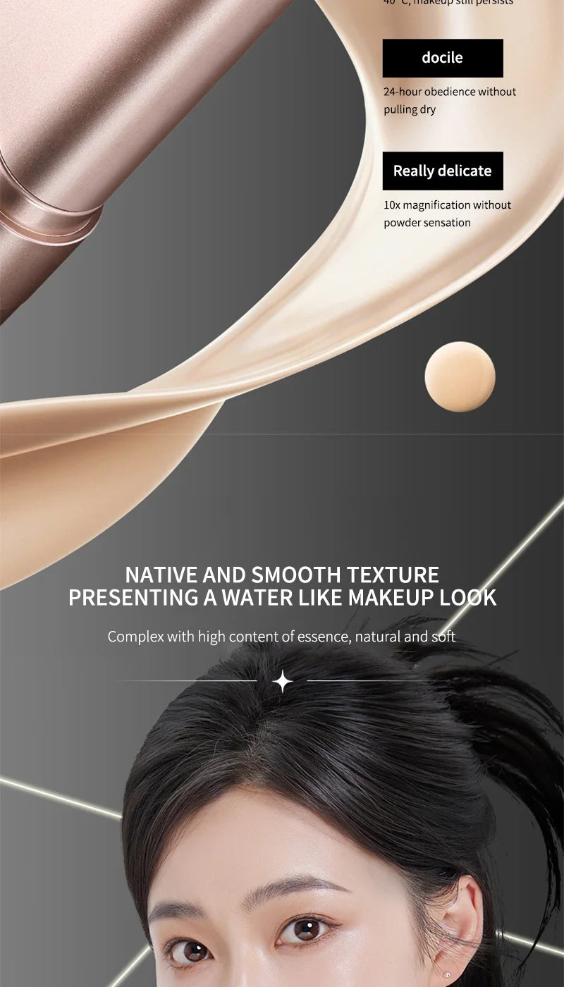 Light & Moist Hydrating Foundation Stick – Waterproof, Rotating Dual-Head with Brush