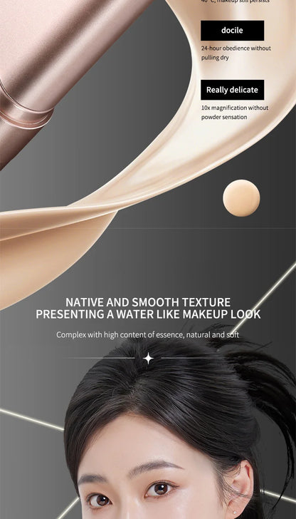 Light & Moist Hydrating Foundation Stick – Waterproof, Rotating Dual-Head with Brush