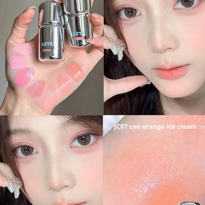 Liquid Powder Blusher, High Gloss, Three In One, Shrink And Expand Color, Natural Nude Color, Pseudo Plain Blush