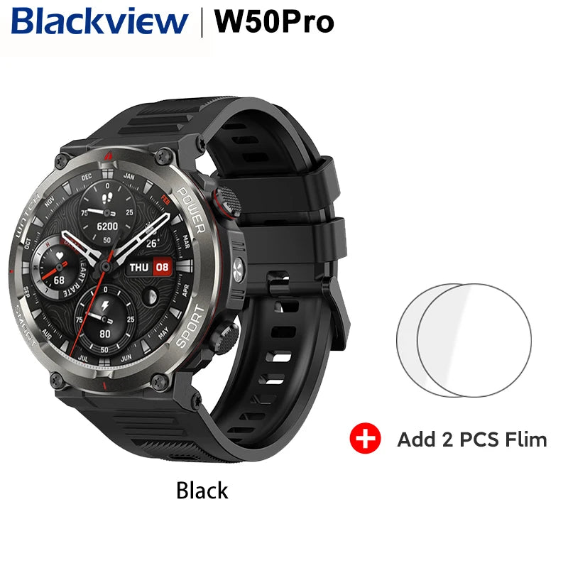 [World Premiere] Blackview W50 Pro Smartwatch 1.45" HD Display Flashlight Bluetooth Phone Call 960mAh Rugged Smartwatch