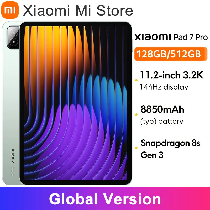 Global Version Xiaomi Pad 7 Pro Snapdragon 8s Gen 3 Mi Tablet 11.2" 3.2K 144Hz Display Adreno GPU 67W HyperCharge 8850mAh