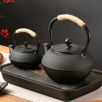 Iron Teapot Handmade Antique Cast Japanese Style Tea Kettle for Boiling Water Accessory Set Charcoal Stove Kitchen Teaware Set