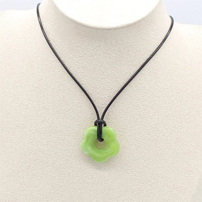 Acrylic Flower Pendant Wax Line Necklace Fashion Neck Handmade Chain Charm Statement Women Pendulum Jewelry Gift