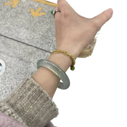 Drifting Green Agate Bracelet, Net Red Drifting Flower Jade Circle Women's Style