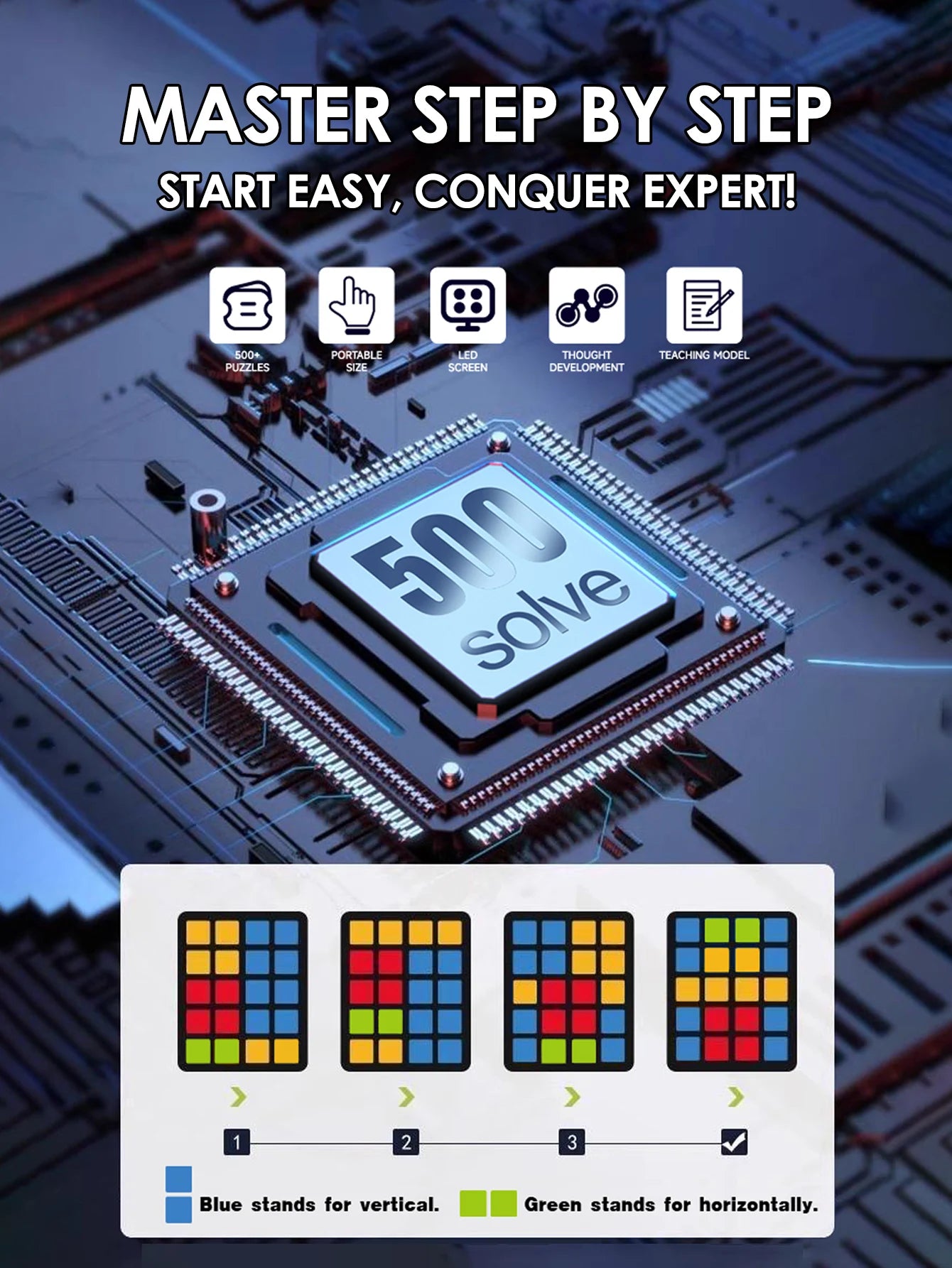 Magnetic Puzzle Challenge Sliding Blocks 500+ Levels Brain Teaser Game, Educational Fidget Toy Christmas birthday Gift for Kids