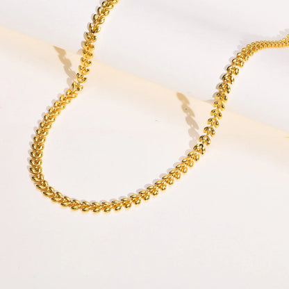 Vnox Chic Wheat Chain Choker Necklaces for Women, Gold Color Stainless Steel Links Neck Collar Gift to Her Jewelry
