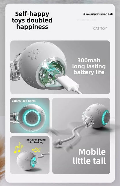 Xiaomi POPO Smart Automatic Cat Teasing Ball Indoor Pet Interactive Rolling Ball Electric Pet Ball Toy Simulated Tail For Cats
