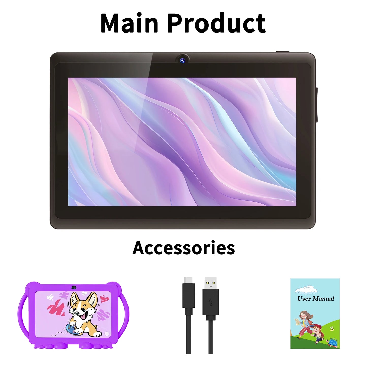 Relndoo 7 Inch Kid Tablet Android 13, 6GB(3+3 expanded) RAM 32GB ROM, WiFi, Dual Camera, IPS Screen, Kids Game Learning Tablets