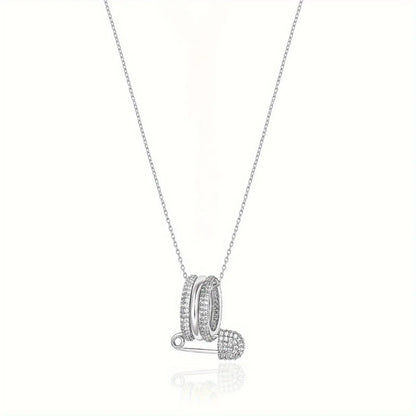 1pcs New Style Safety Pin Ring Unisex Necklace Perfect for Party Gifts Copper inlaid with zircon