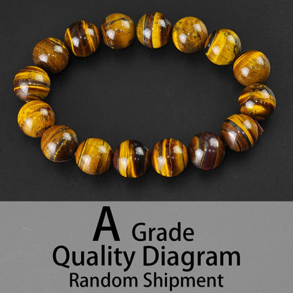 Natural Tiger Eye Stone Bracelet Men and Women Natural Stone Jewelry Healing Buddha Elastic Rope Couple Crystal Bead Bracelet