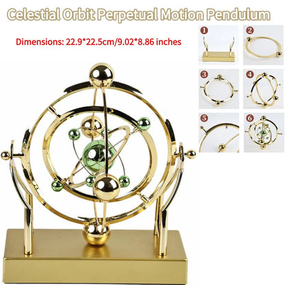 Celestial Orbit Pendulum Perpetual Motion Machine, Kinetic Art Desk Decor, Astronomy Model Creative Home Rotary Decoration Desk