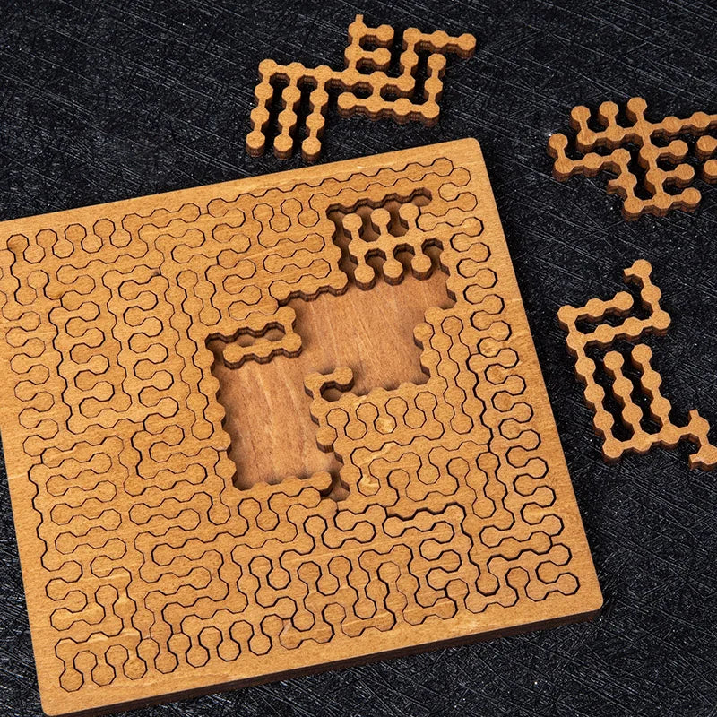 Impossible Wooden IQ Jigsaw Puzzle – 10-Level Brain Teaser Tangram Board Game