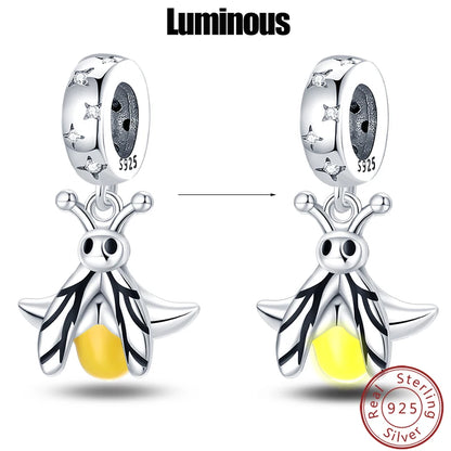 Charms Luminous Firefly Stars Cherry S925 Silver Pendants Beads 3mm DIY Party Christmas Fine Jewelry Making Gifts