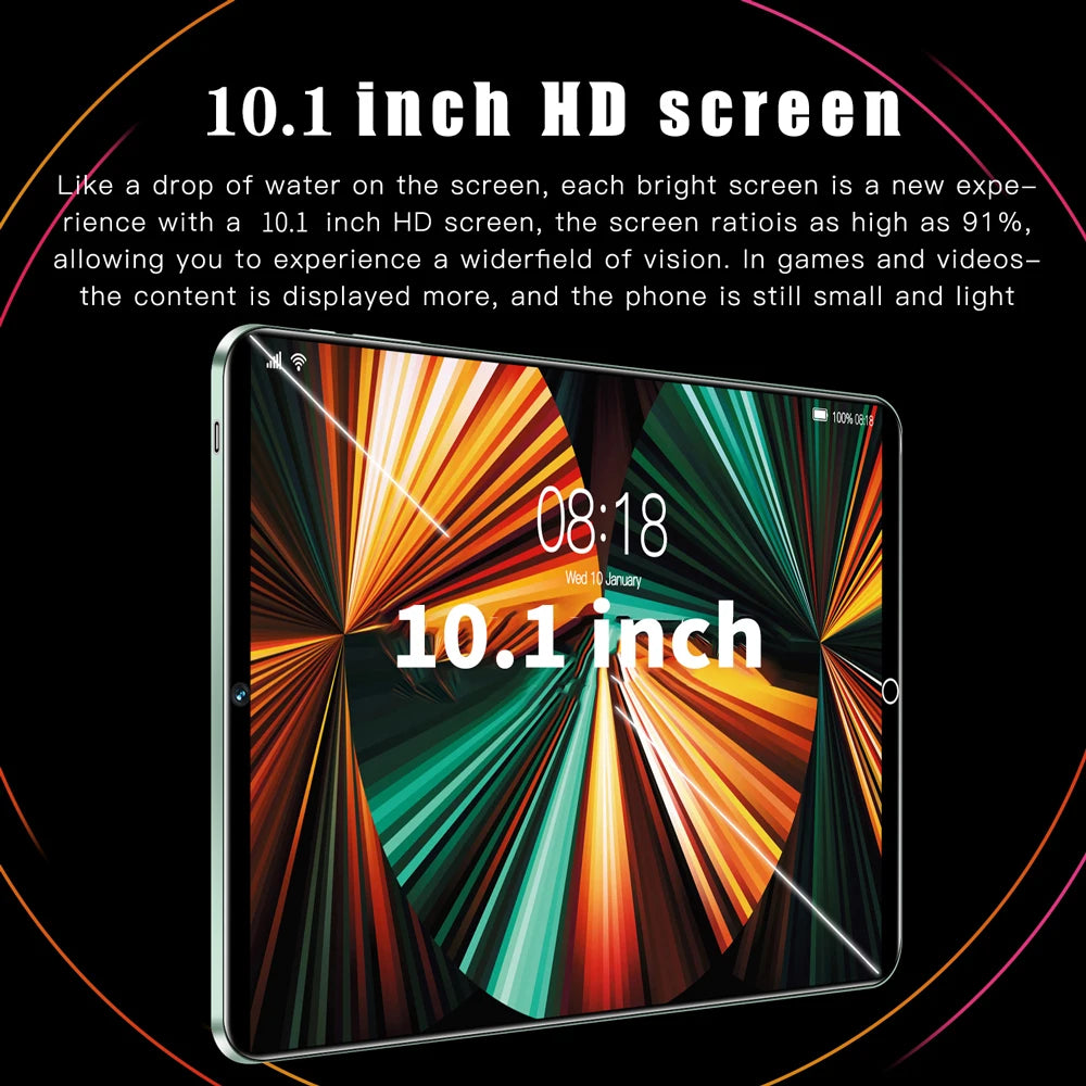 Tablet 4G 5G Pad Pro 8GB RAM 256GB ROM 10.1 inches FHD Display Android 12.0 Dual SIM Card Slot 8000mAh Battery Original Tablets