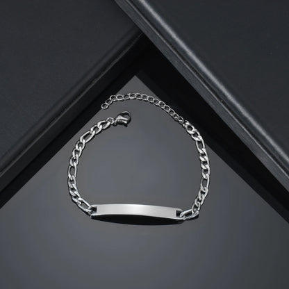 Stainless Steel Engrave Name Bracelet For Men Personalized  Nameplate Date DIY Bracelets For Male Boy Jewelry Birthday Gift